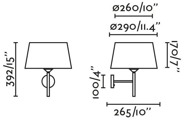 Aplica de perete abajur textil WINDSOR negru, gri