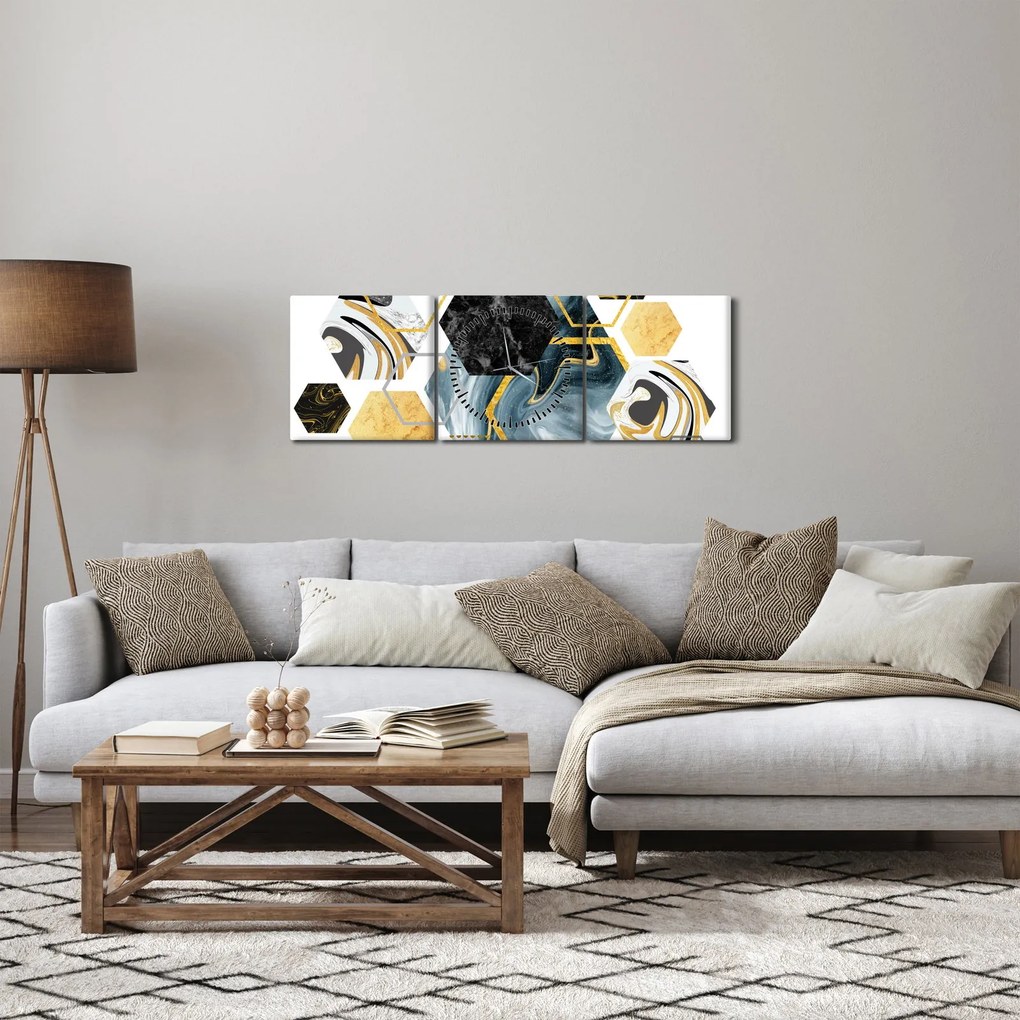 Tablou - Poligon (cu ceas) (90x30 cm)