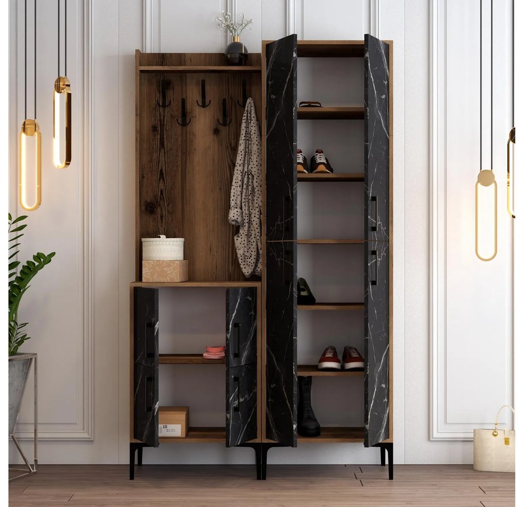 Mobilier hol Betina BA (Nuc + Negru). 1088300