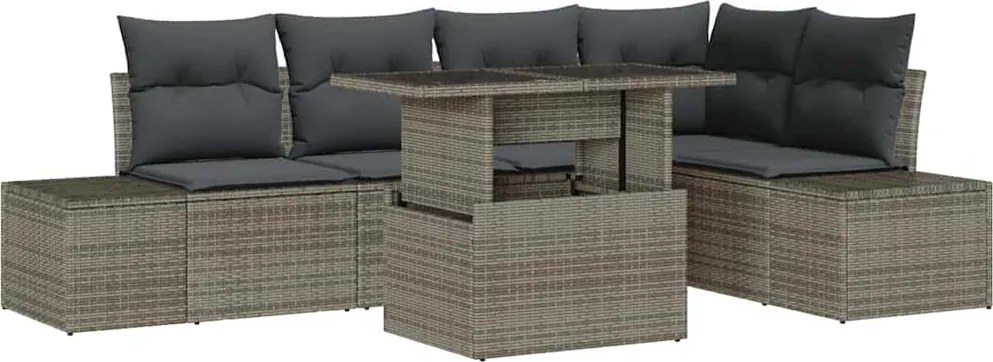 vidaXL Set de canapele pentru grădină 6 pcs Gri Rattan poli
