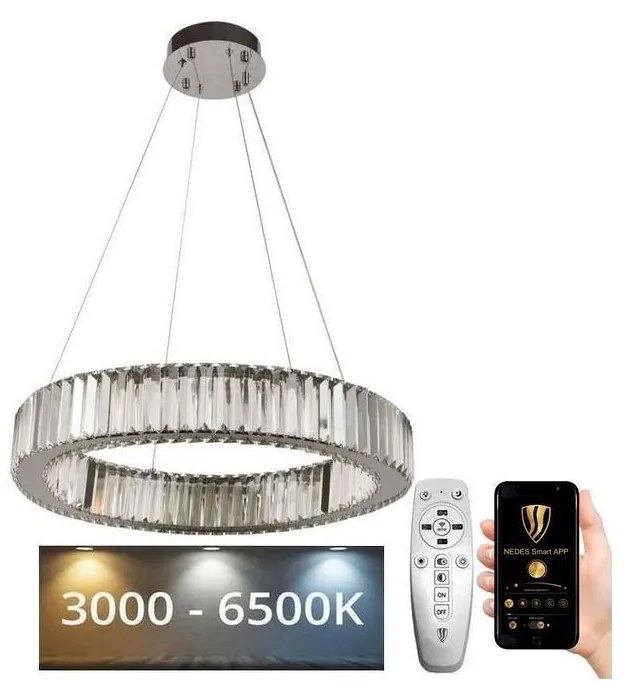 Lustră LED dimabilă pe cablu LED/40W/230V 3000-6500K crom + telecomandă