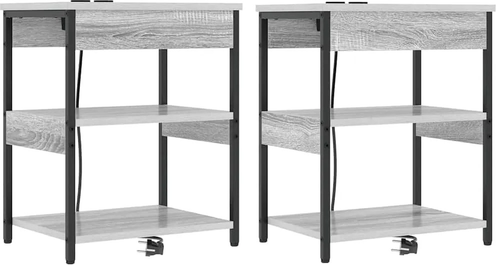 vidaXL Dulap de noapte 2 pcs Gri Sonoma 41 x 31 x 51 cm Lemn compozit