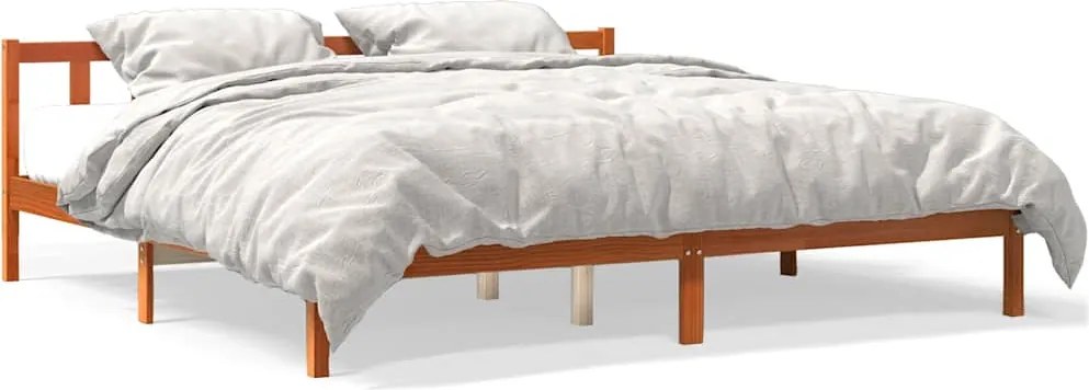 vidaXL Cadru de pat fără saltea, maro ceruit 200x200 cm lemn masiv pin