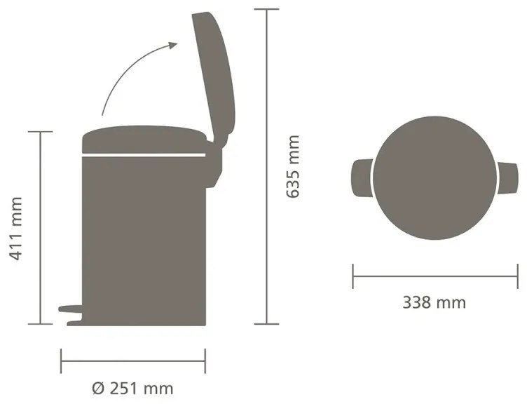 Cos de gunoi cu pedala Brabantia NewIcon 1005532, 12 L, Inchidere lina, Baza antiderapanta, Albastru deschis