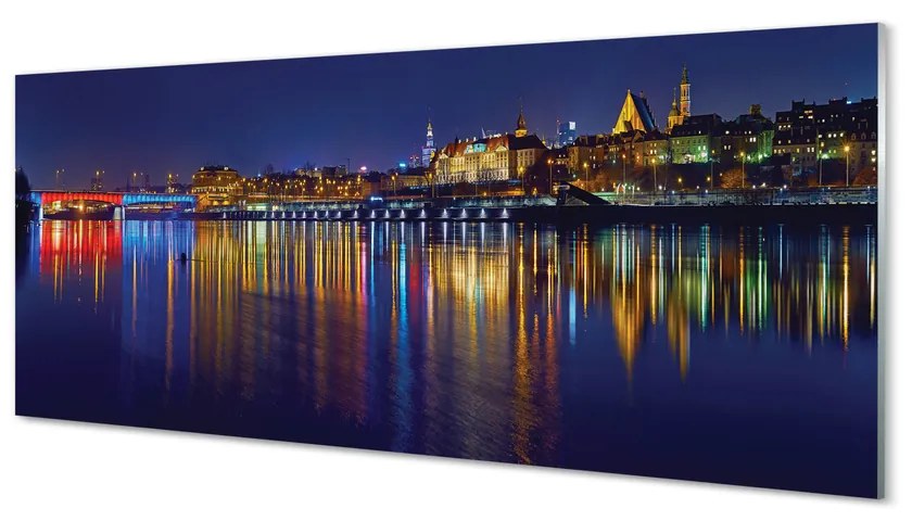 Tablouri acrilice pod Varșovia oraș noapte River