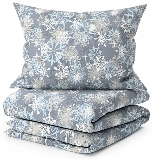 Lenjerie de pat din microfibra flanel SNOWFLAKE albastru-gri Dimensiune lenjerie de pat: 70 x 90 cm | 140 x 220 cm