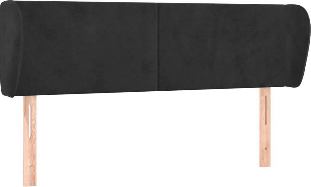 vidaXL Tăblie de pat cu aripioare negru 147x23x78/88 cm catifea