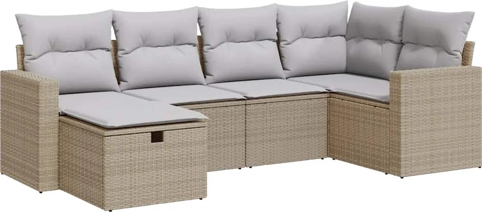 vidaXL Set canapele de grădină cu perne, 6 piese, bej, poliratan