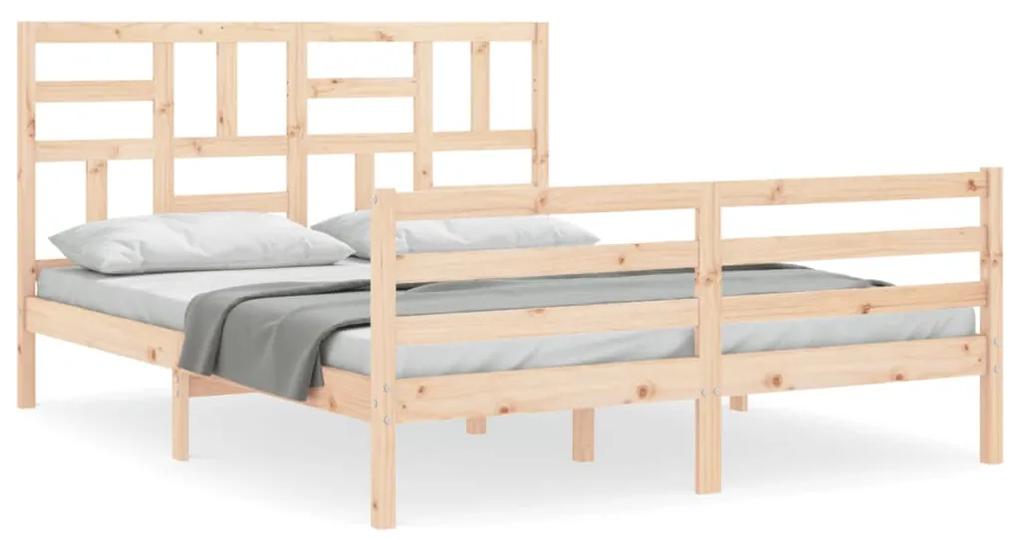 3194901 vidaXL Cadru de pat cu tăblie, king size, lemn masiv