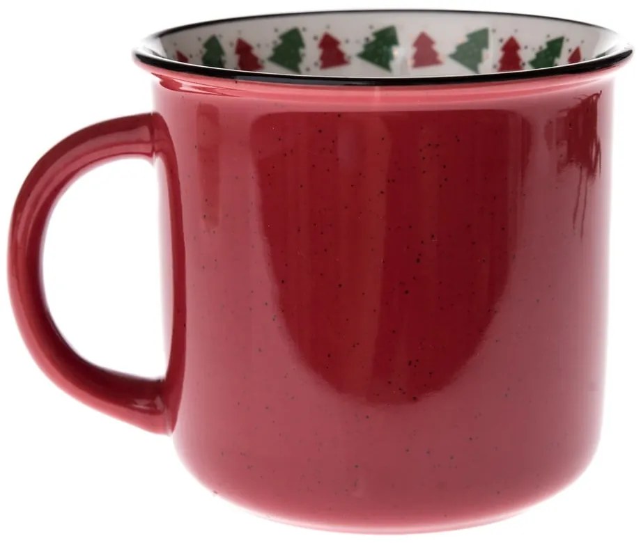 Cană roșie din porțelan 380 ml cu model de Crăciun – Dakls