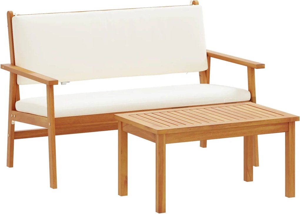 vidaXL Set de canapele pentru grădină cu pernă 2 pcs Alb crem