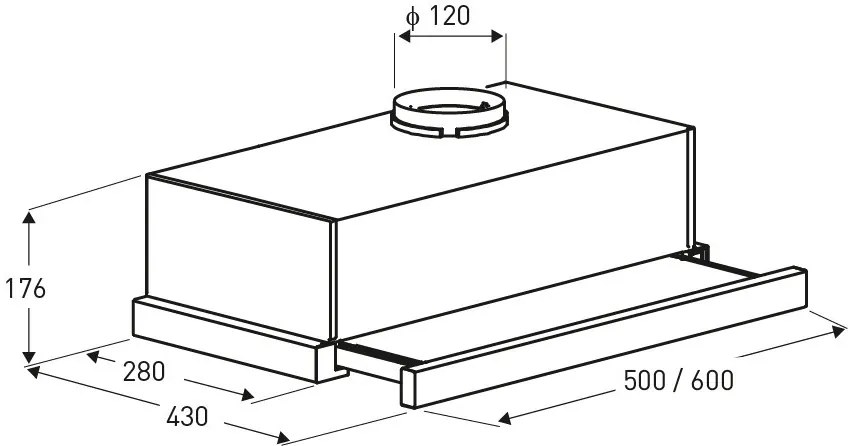 Hotă de bucătărie Treviso Black, lățime 60 cm