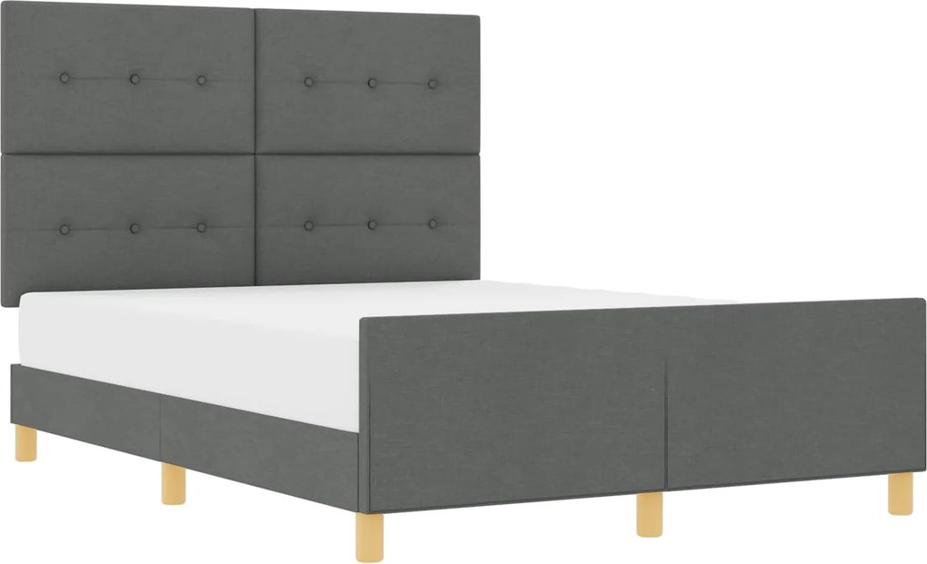 vidaXL Cadru de pat cu headboard Gri închis 140 x 190 cm țesătură