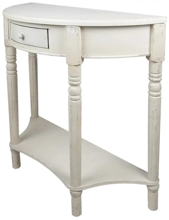 Consola alba, din lemn, cu un sertar, Clemoire