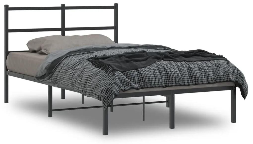 355362 vidaXL Cadru de pat metalic cu tăblie, negru, 120x190 cm