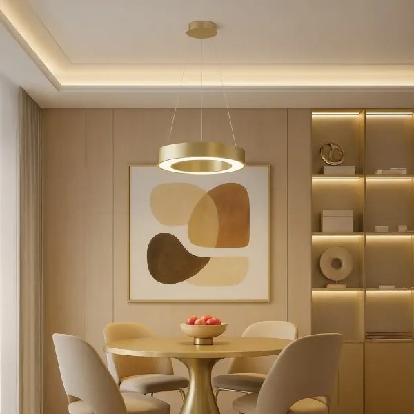 Lustră LED UNION pe cablu, 40 W, 230 V, 3000/4000/6500 K, Ø 40 cm, auriu