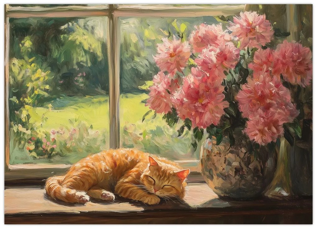 Tablou - Pisică la fereastră (70x50 cm)