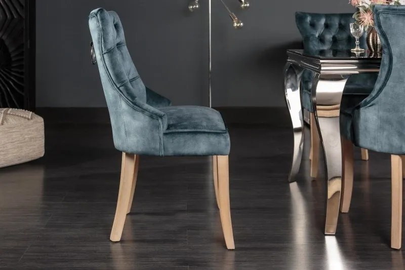 Set 2 scaune stil baroc Castle catifea petrol