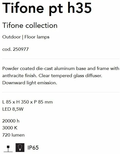 Stalp LED modern de iluminat exterior ambiental Tifone pt h35