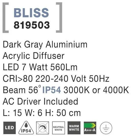 Stalp LED iluminat ambiental de exterior IP54 BLISS NVL-819503