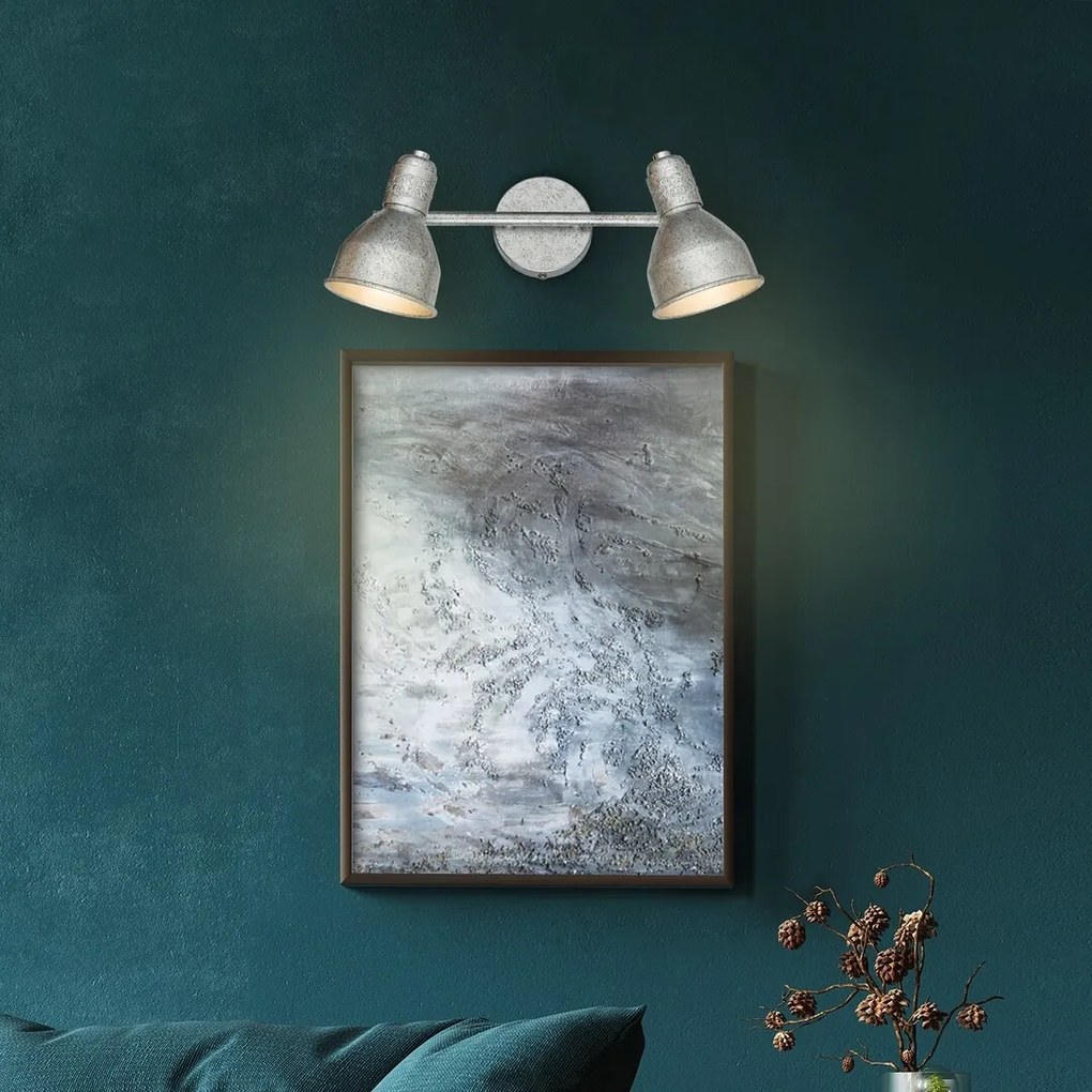 Aplica cu 2 spoturi design industrial THELMA argintiu antic 5387 RX
