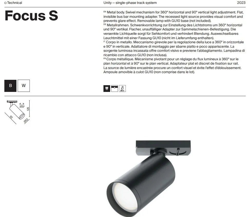 Spot, accesoriu pentru sinele monofazate Unity, Focus S alb