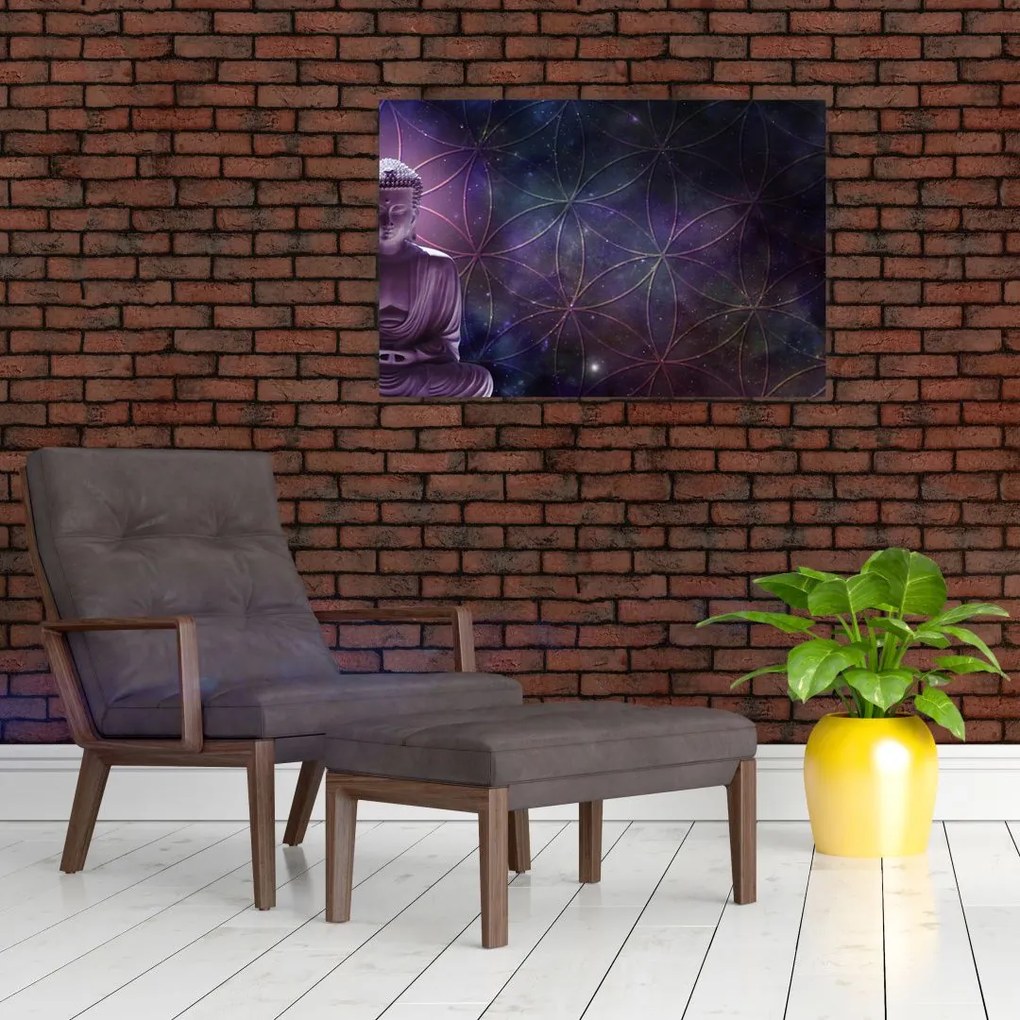 Tablou - Buddha cu florile vieții (90x60 cm)