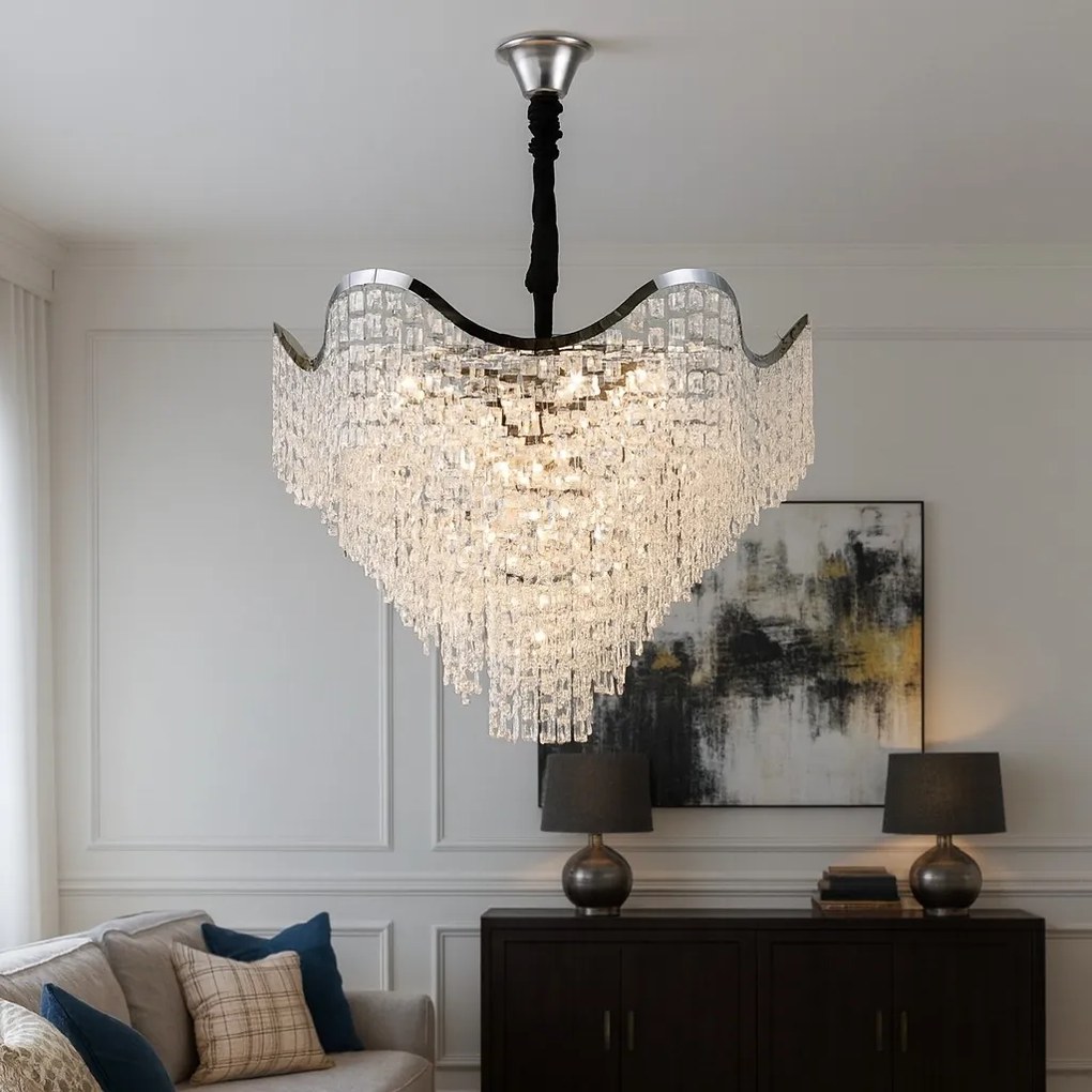 Candelabru Elegant Ø780 mm, 18 Becuri E27, Design Chrom, H620 mm – Model 78006-780 CH