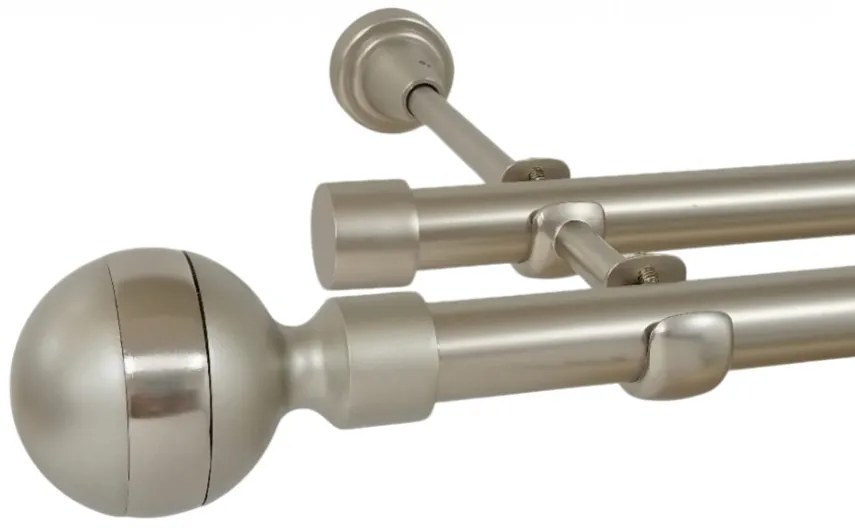 Galerie dubla fara inele JAMES 19 mm CROM MAT (Alege marime: 120 cm)