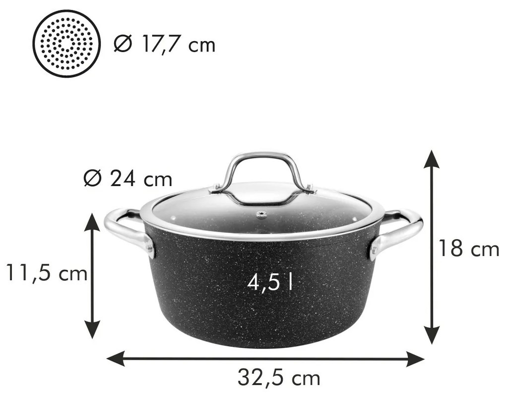 Cratiță cu capac Tescoma PRESIDENT Stone 4,5 l, 4,5 l