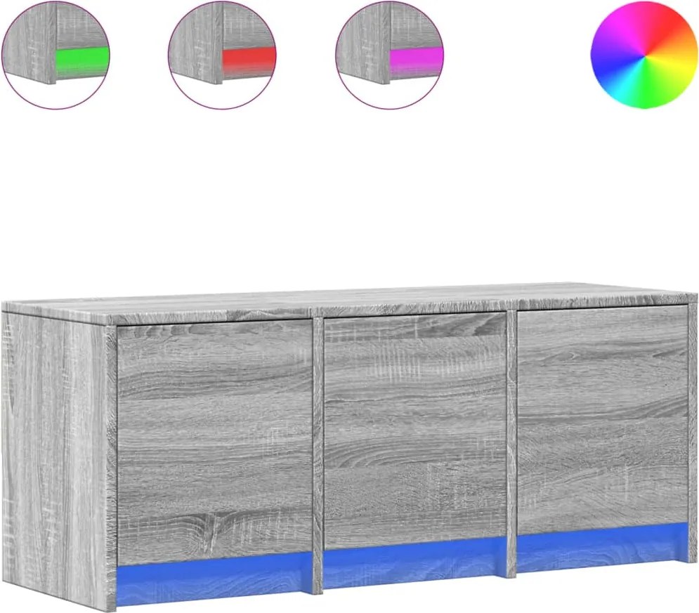 vidaXL Dulap TV cu LED, gri sonoma, 97x34x40 cm, lemn prelucrat