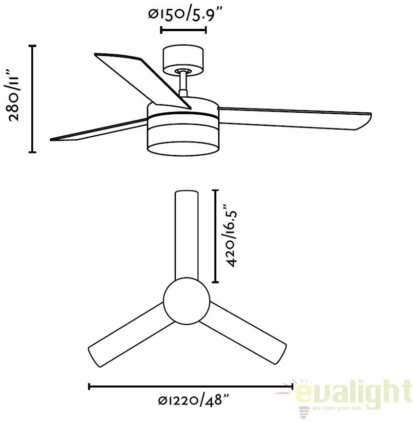 Lustra cu ventilator si telecomanda PANAY nichel 33608