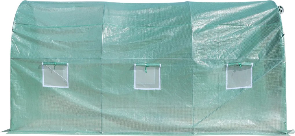 Outsunny Serra a Tunnel da Giardino Struttura in Acciaio con 6 Finestre e Porta Avvolgibili, 400x200x210cm verde 400x200x210cm