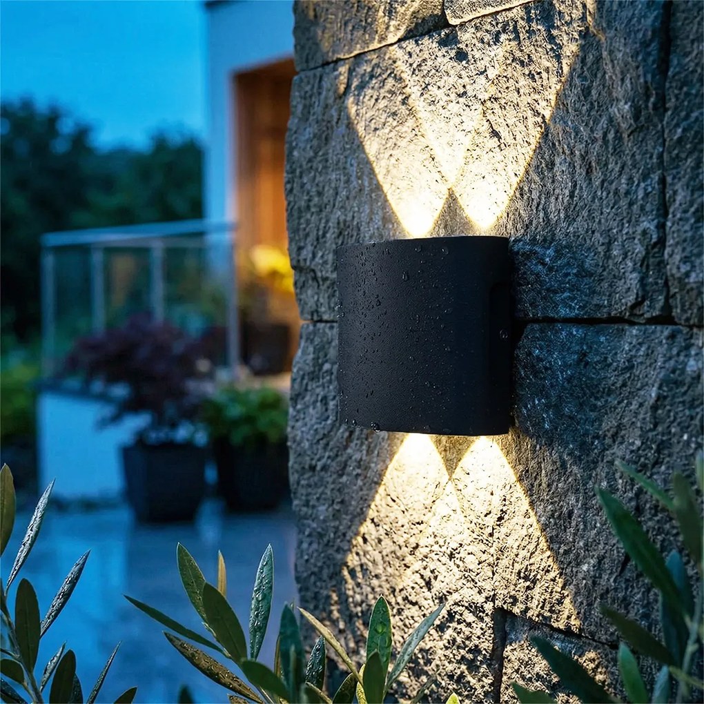 Aplică de perete exterioară neagră incluzând LED 4 lumini IP54 - Silly