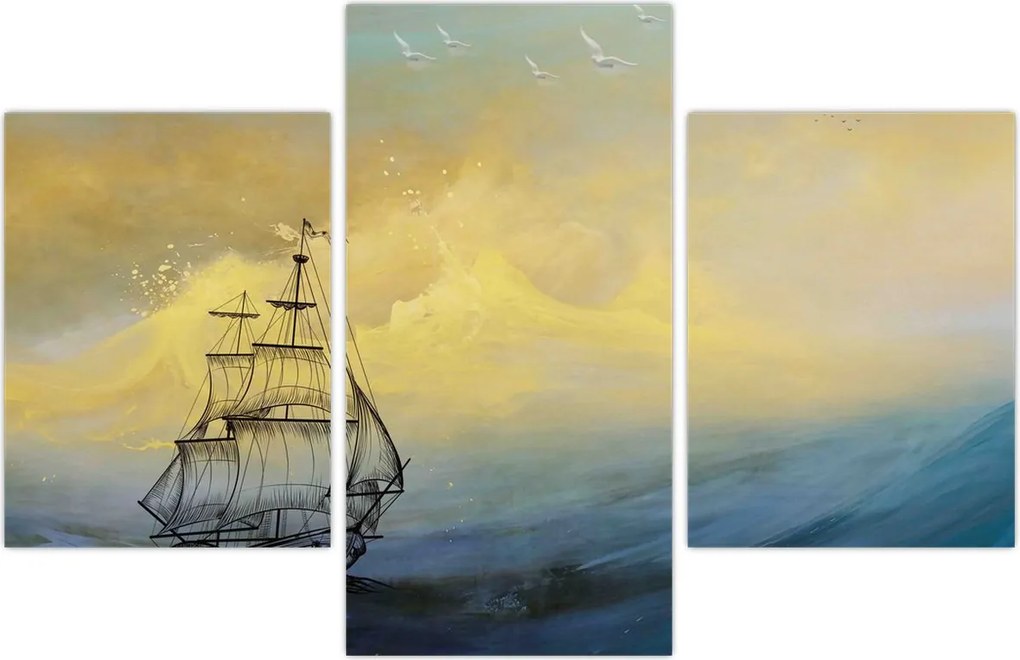 Tablou - Pictură barcă pe mare (90x60 cm)