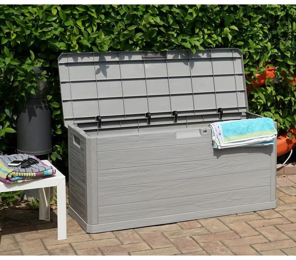 Cutie de depozitare pentru grădină gri deschis din plastic Woodys – Toomax