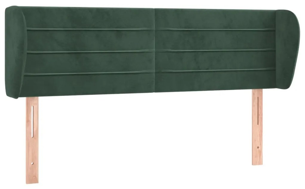 3117335 vidaXL Tăblie de pat cu aripioare verde închis 147x23x78/88 cm catifea