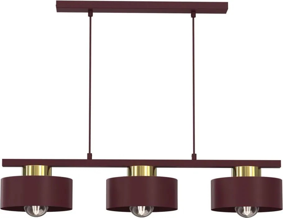 Lustră cu cablu MARTI 3xE27/15W/230V bordo/auriu