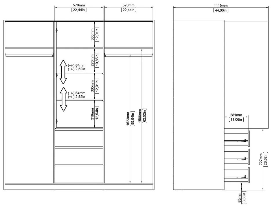 Șifonier în culoare naturală cu aspect de lemn de stejar cu ușă glisantă 177x200x60 cm Naia – Tvilum