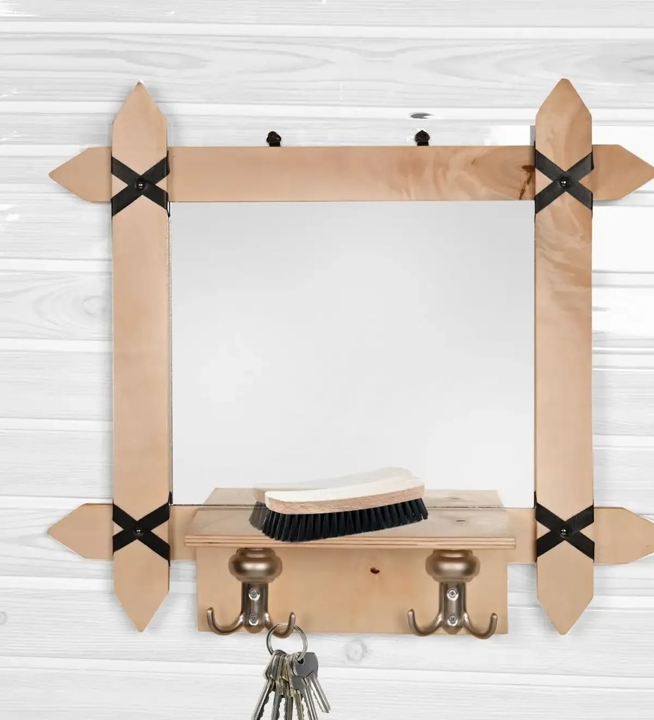 Oglinda cu agatatori Venetia Homs natur 47 X 52 X 14, lemn stratificat