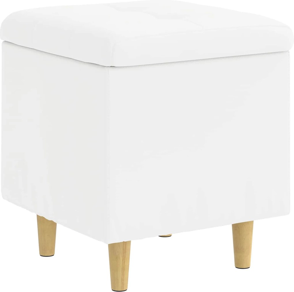 vidaXL Ottomană de depozitare Alb 40 x 40 x 45 cm Piele artificială