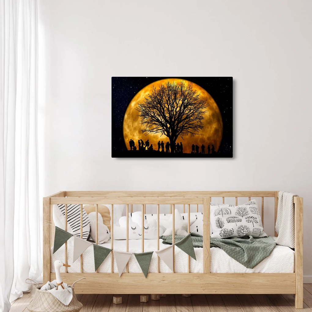 Tablou cu luna și siluete (90x60 cm)