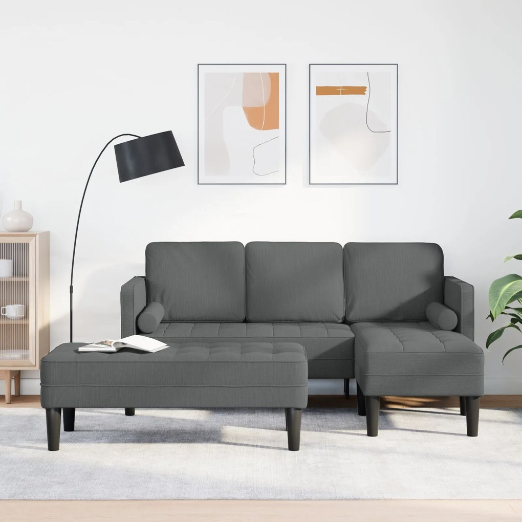 vidaXL Set de canapea 2 pcs Gri închis 173 x 131 x 67 cm țesătură