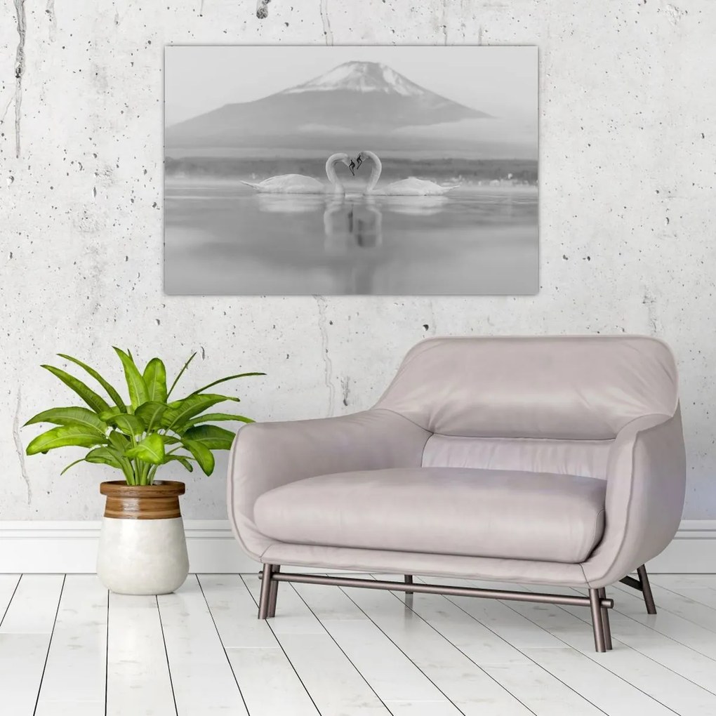 Tablou - Lebede îndrăgostite (90x60 cm)