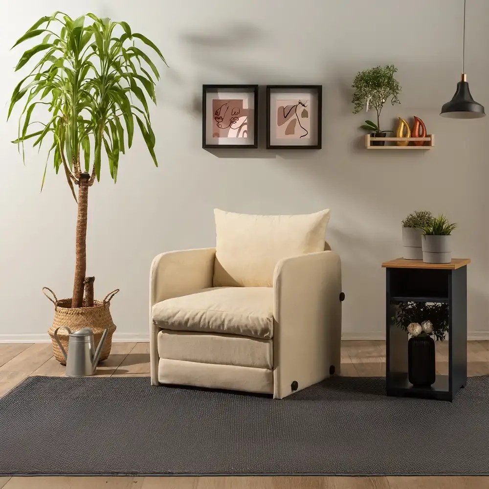 Fotoliu Extensibil Saga,bej,200 cm x 60 cm