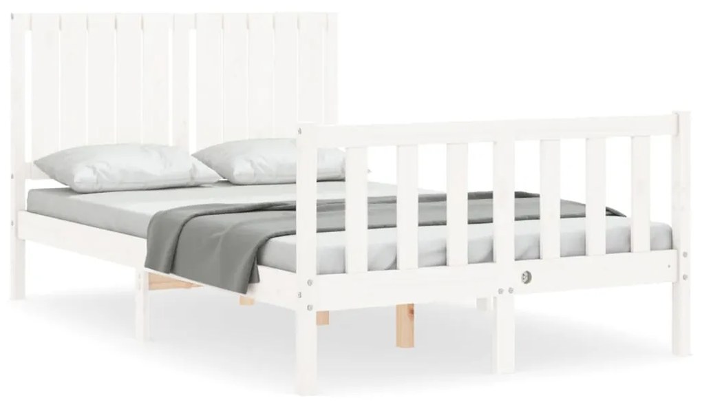 3192942 vidaXL Cadru de pat cu tăblie, alb, 120x200 cm, lemn masiv