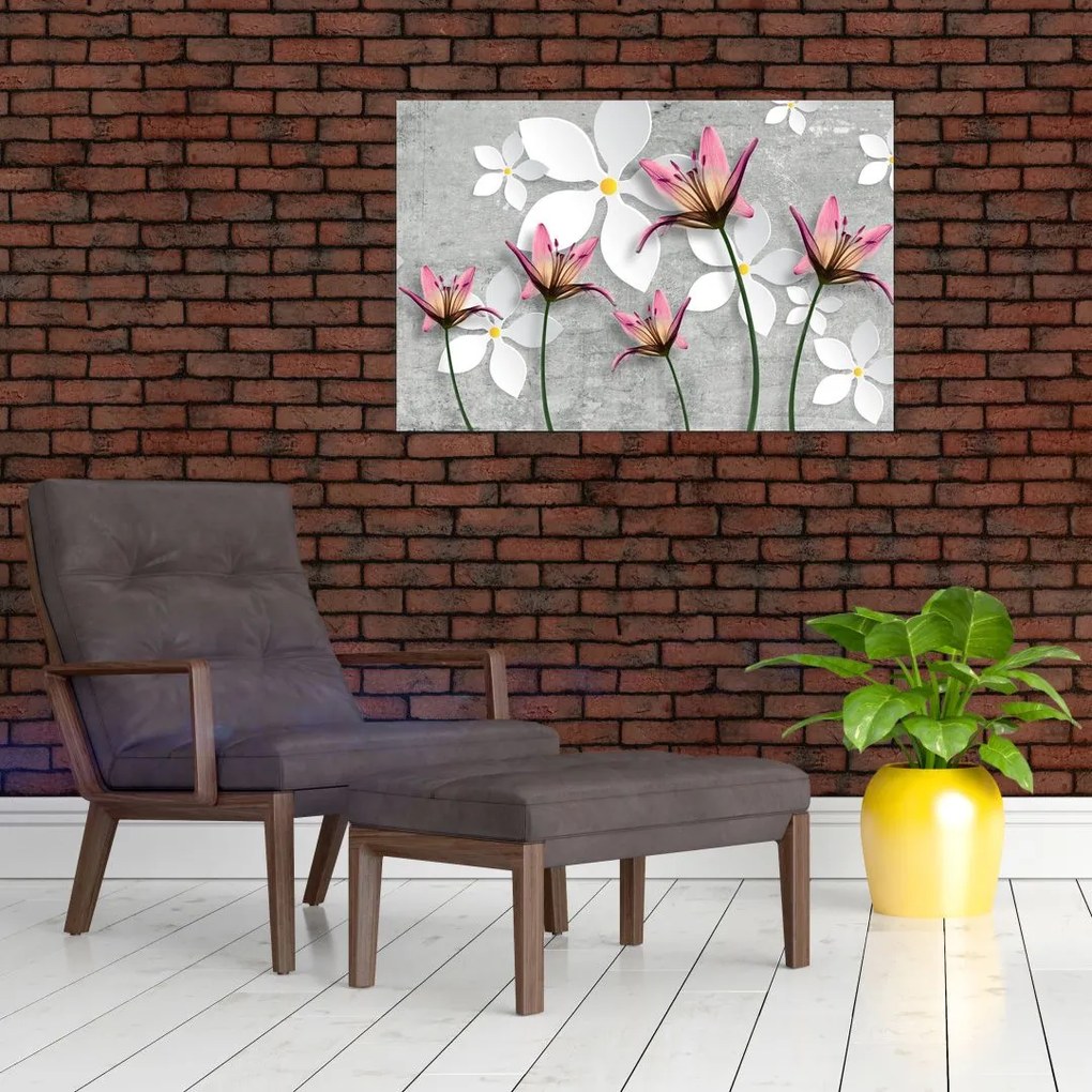 Tablou cu abstracție florală (90x60 cm)