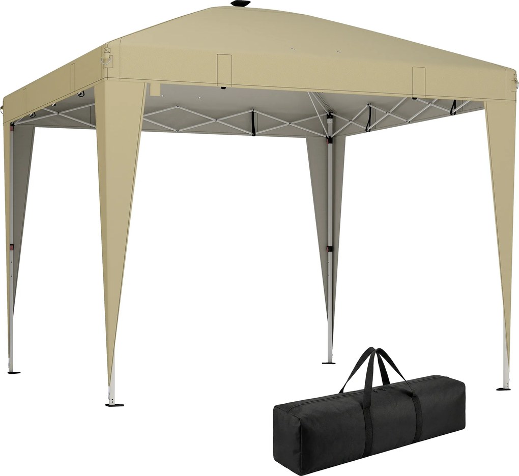 Outsunny Tonelă de grădină 3 x 3 m cu iluminare pop-up cort pliant reglabil pe înălțime telecomandă geantă de transport crem | Aosom Romania
