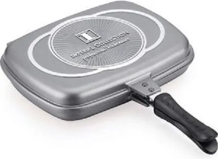 Tigaie Grill Dubla Marmura ,32cm, manere din silicon, Imperial colletion, IM-DFP32IND IM-DFP32IND