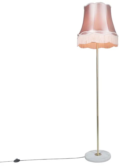 Lampă de podea retro din alamă cu abajur Granny roz 45 cm - Kaso